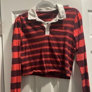 Vans cropped oversized striped long sleeve polo XS